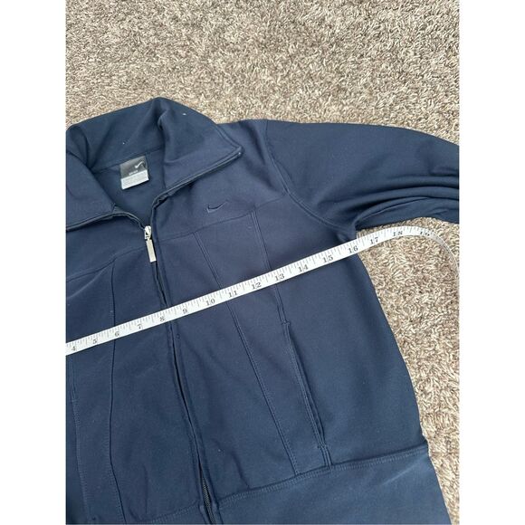 Vintage Nike Y2K Women's XS Full Zip Cropped Jacket Navy Blue Front Seams - Picture 5 of 9